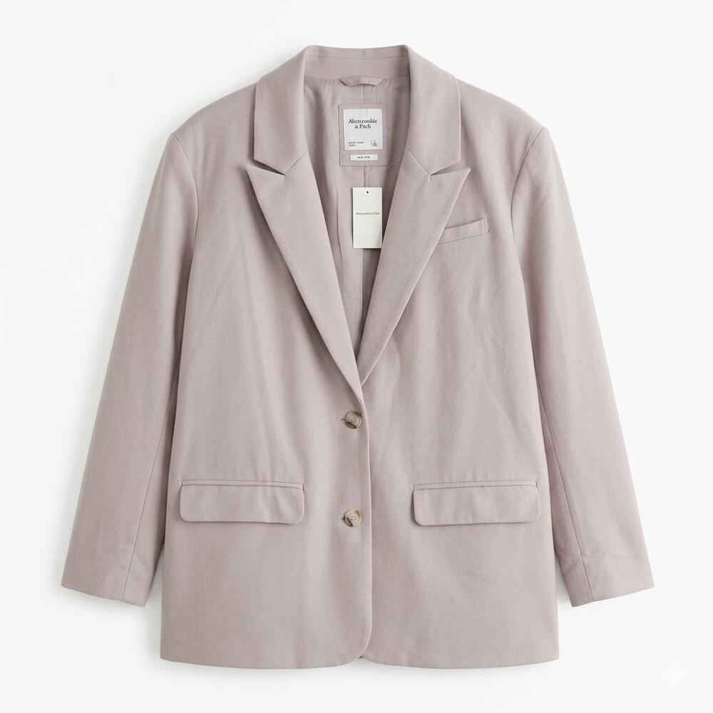 NWT Abercrombie & Fitch Boyfriend Blazer Beige Tan Oversized Suiting Jacket Sz L